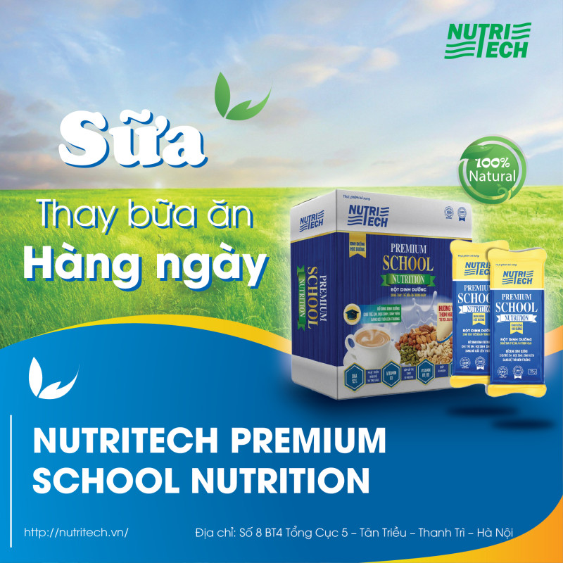 Sữa thực dưỡng Nutritech School dành cho trẻ em, học sinh